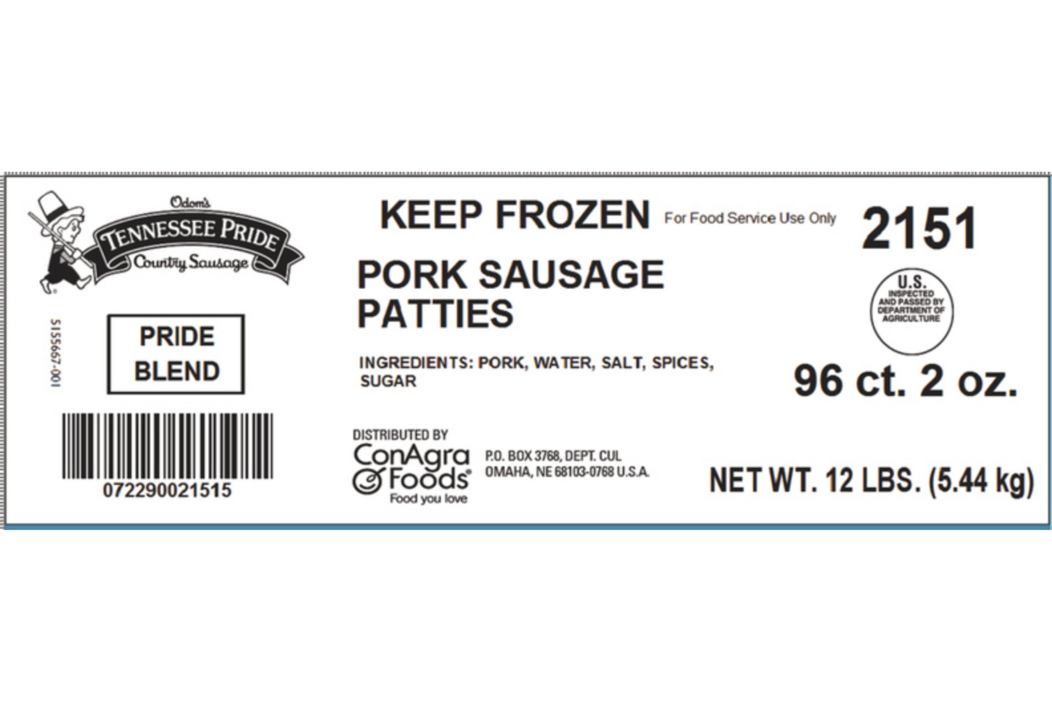 ODOMS TENNESSEE PRIDE Blend Pork Sausage Patties