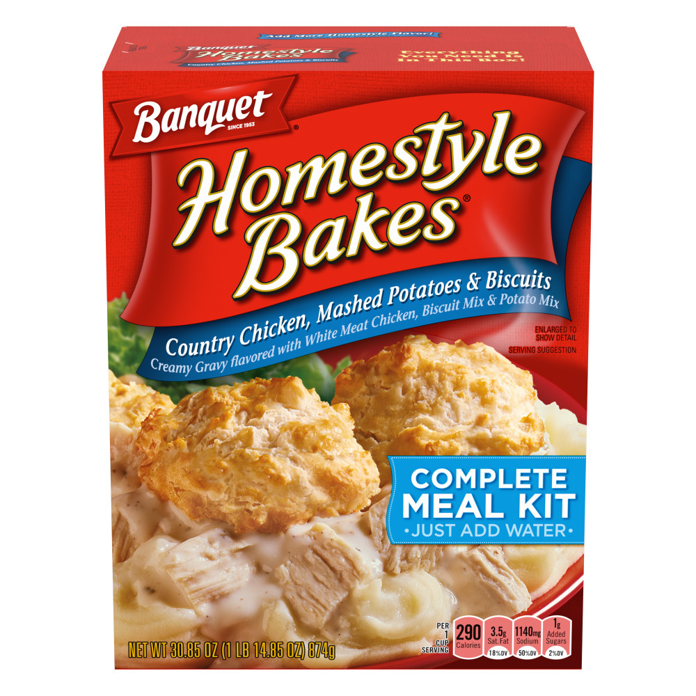 Banquet Homestyle Bakes Country Chicken Mashed Potatoes and Biscuits