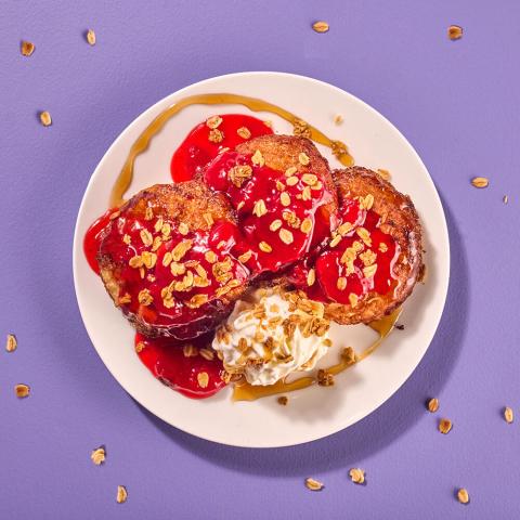 BISCUIT FRENCH TOAST WITH STRAWBERRY TOPPING