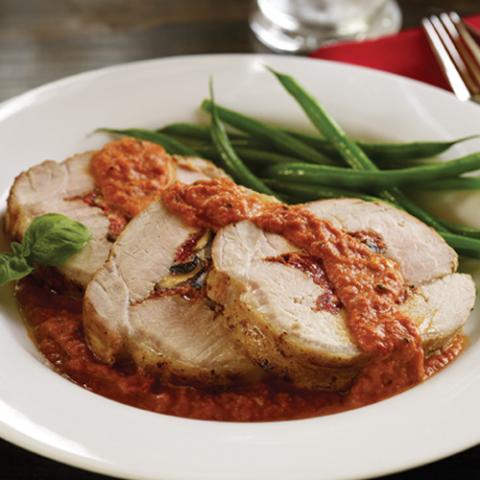 FIRE ROASTED TOMATO PORK TENDERLOIN ROULADE