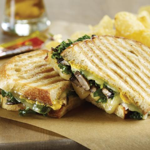 ROASTED PORTABELLO AND KALE PANINI