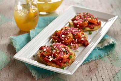 SOUTH BEACH MOJO SHRIMP TOSTADAS