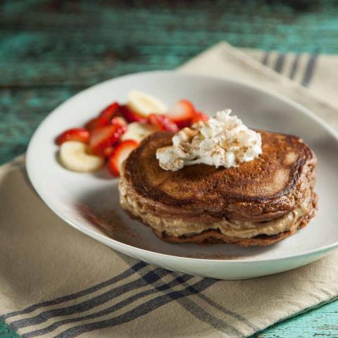 SWISS MISS® HOT CHOCOLATE PANCAKES WITH SPICED CREAM 