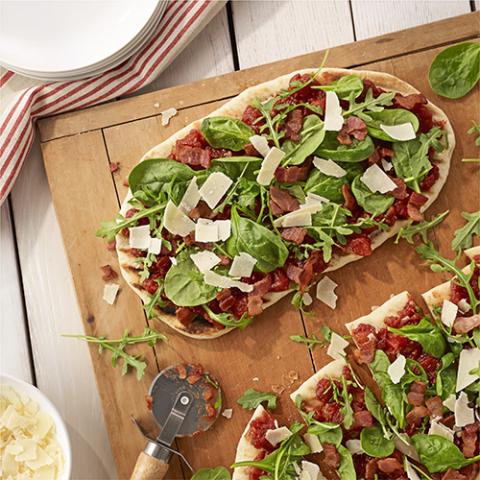 TOMATO JAM AND BACON GRILLED FLATBREAD