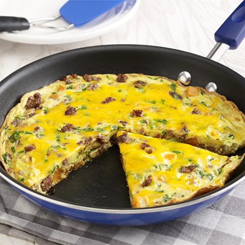 SWEET POTATO AND SAUSAGE FRITTATA