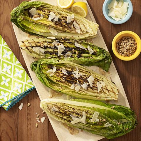 GRILLED ROMAINE SALAD WITH LEMON-MUSTARD VINAIGRETTE 