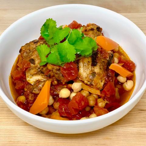 GRILLED CHICKEN AND HARISSA CHICKPEAS